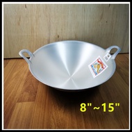 Kuali aluminium 2 tangkai/handmade wok aluminium cooking pons/Kwali aluminium