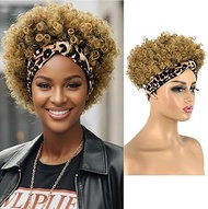 Afro Headband Wig Short Afro Curly Wigs for Black Women Glueless Afro Wigs with headbands attached S