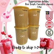 Tupperware Golden One Touch Canister Junior 1.25L/ Gold/ Bekas kedap udara/ Airtight/ liquid tight