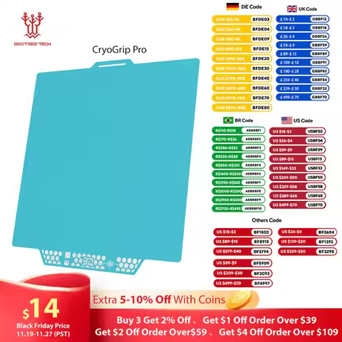 BIQU Panda Build Plate CryoGrip Pro No Clog Zero Heat Spring Steel Double sided Textured for BambuLa