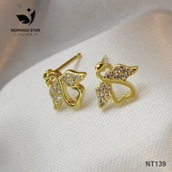 Silversmith NT139 Silver COATED gold plated Stone Stud Genuine 92.5% Silver Ladies Women Earrings