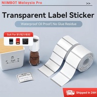 Niimbot B1/B21/B21Pro/B3S/B31 Transparent Label Sticker Waterproof Oil Proof No Glue Residue Thermal