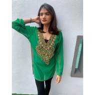 DARK GREEN  BEADED TOP