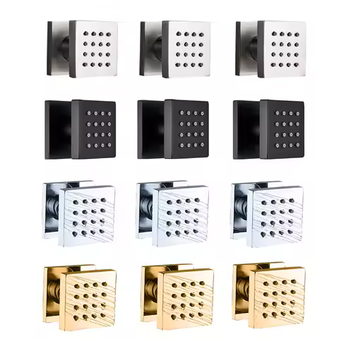 Chrome Black Brass Body Sprays Square Shower Spa Massage Body Jets Golden Concealed Shower Spray Hea
