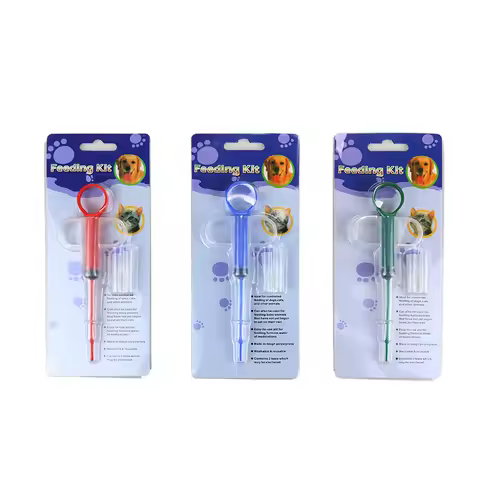 2 Heads Pet Syringe Tablet Pill Gun Piller Push Dispenser Medicine Water Milk Syringe Dog Cat Tube F