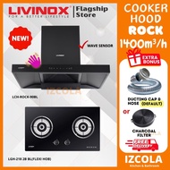 [AUTHORISED DEALER]LIVINOX LCH-ROCK X-90BL 1500m³/hr COOKER HOOD SET LCH-STONE-90BL/LCH-METAL-90GM 1800m³/hr cooker hood