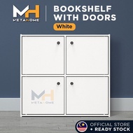Metahome Bookshelf With Door Book Storage Multipurpose 4 Ruangan Rak Buku Pelbagai Guna Almari Office Living Room