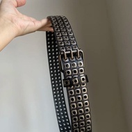 Vintage FK~Punk Heavy Metal Square Beads Willow Nails Three Exhaust Eye Belt Men Women Fashion Waist
