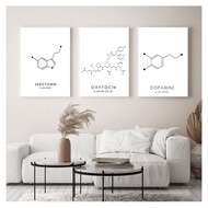 Canvas printing Print Oxytocin & Dopamine Painting Molecular Structure Picture Chemistry Science Dec