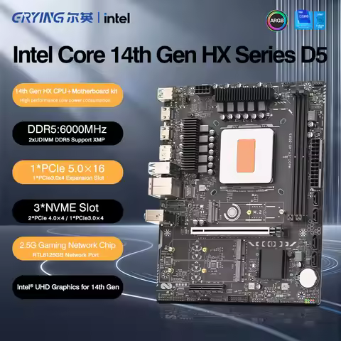 ERYING MATX Motherboard with Onboard CPU COMBO Intel 14th i5 14450HX 14500HX DDR5 Dual RAM PCIe5.0*1