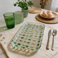 Influencer Creative Artificial Hand-Painted Woven Rectangular Plate Heat Insulation Retro Elements C