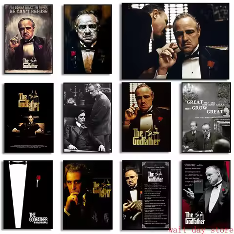 The Godfather Poster Classic Gangster Movie Al Pacino Vintage Prints Wall Art Picture Canvas Paintin
