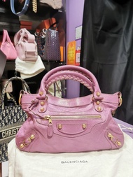 BALENCIAGA 285433 The First 粉紫色 羊皮 手挽袋 手袋 肩背袋 Lambskin Purple Pink Handbag 23M151U