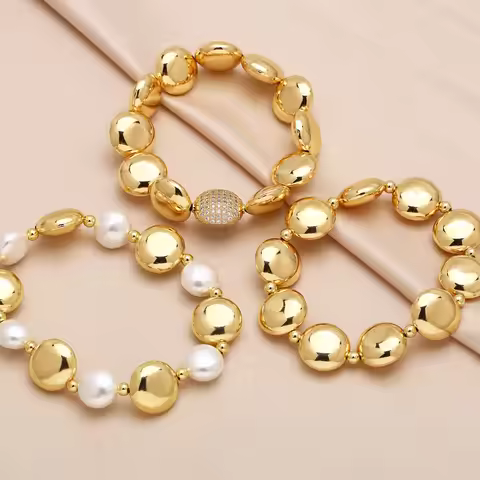 FLOLA Dainty White Pearl Beaded Bracelets for Women Copper Gold Plated Beads Bracelets CZ Jewelry Gi