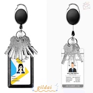 GILDAI Retractable Badge Holder  PU Leather Key Chain Lanyard Bus Pass Card