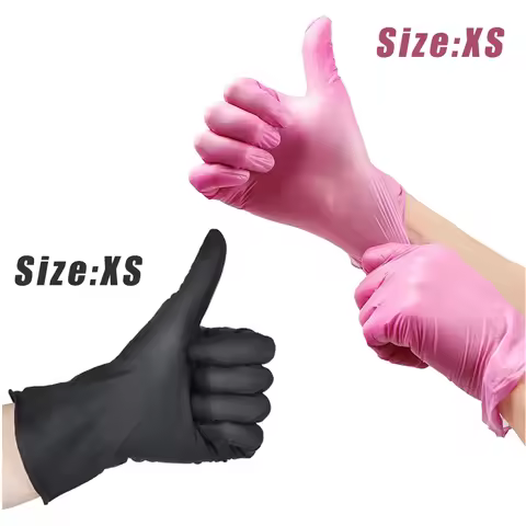 Black Pink Disposable Gloves XS Latex Powder Free Nitrile Vinyl Glove X-Small Smallest Hands For Wom