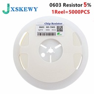 5000pcs 0603 5% SMD 1/10W 0 ohm ~ 10M ohm chip resistor 0 10R 100R 220R 330R 470R 1K 4.7K 10K 47K 10