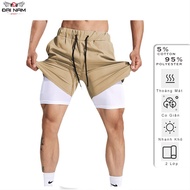 DNS96 Men's 2-Layer Gym Pants, Elastic, Breathable Sports, Running, Cycling Pants for Men Sport
