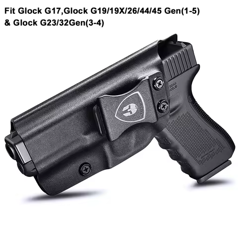 Fit Glock G17,Glock G19/19X/26/44/45 Gen(1-5) & Glock G23/32Gen(3-4),IWB Kydex Holster,Lock Click So