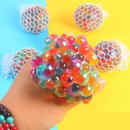 (SG Stocks)Stress Relief Balls Relieve Pressure Balls Hand Fidget Toy Rainbow Novetly Squeeze Ball Mesh Squishy Balls