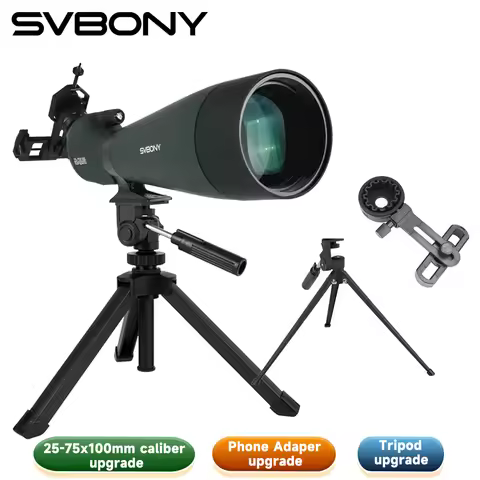 Svbony 25-75x100mm SV28A Angled Spotting Scopes with Tripod and Phone Adapter FMC Telescope for Bird