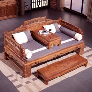 Mahogany Furniture Hedgehog Red Sandalwood Arhat Bed Three-Piece Set Chinese Classical Carved Arhat 