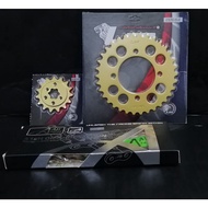(COMBO SET) ( ORING CHAIN ) 415H 415 LC135 / RXZ/ Y125 LEO sprocket + AJI RACING CHAIN HEAVY DUTY RA