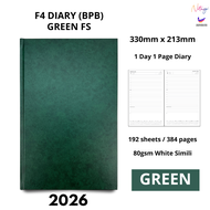 F4 Diari 2026 1 hari 1 Halaman Diari dengan senarai tugasan harian Kulit Keras BPB Saiz F4 Folio Buk