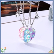 AKIYAMAMIO 3Pcs Matching Heart Pendant Necklace, Friendship Jewelry Alloy BFF Necklaces, Cute Friend