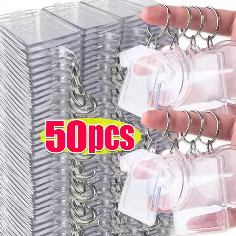 5/50pcs Transparent Photo Frame Keychain Tassels Snap-In Custom Insert Photo Acrylic Blank Keyring C