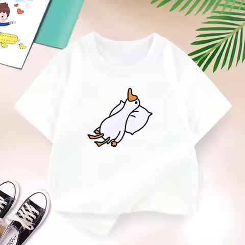 New Y2K Tops Lazy Duck Graphic Print Baby Boys T-shirt Black Kids Tops Tee Summer New Y2k Casual Car