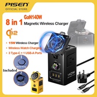 PISEN(KF27) 8 in1 Qi2 15W Magnetic Wireless Charger 140W Type C Fast Charge Wireless Watch Charger