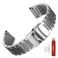 Solid Stainless Steel Diving Watch Band for Seiko 18mm 20mm 22mm 24mm Metal Mesh Strap for Rolex Water Ghost Double Safty Deployment Buckle Brushed Polished Bracelet Women Men Bussiness Accessories