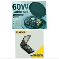 60W Multifunctional Fast Charging Cable 4 in 1 Fast Charging Portable Data Cable Storage Box