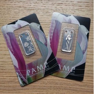 Pamp Swiss - 1/5 oz .999 Silver Bar Pendant Necklace Charm with Box Iris / Peony