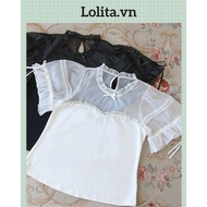 Short-sleeved blouse with lolita skirt