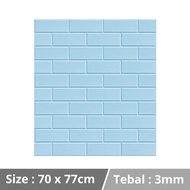 wallpaper dinding 3d foam bata halus dekorasi stiker dinding 70 x 77cm - bata halus biru 70x38cm