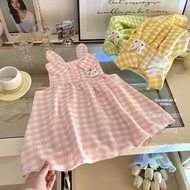 Cute Bunny Ears Checkered Dress