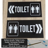TOILET - Acrylic Signage Sign RightKiri Background Black White Font Writing