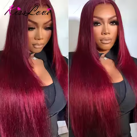 220% Burgundy 13x6 HD Lace Frontal Human Hair Wig 99J 13x4 Lace Front Wig Straight Colored 5x5 Pull 