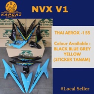 Rapido NVX V1 Thai Aerox-155 Coverset ( Sticker Tanam) BLACK BLUE GREY YELLOW