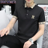 DM Men's Korean Polo Shirt Men Fashion Casual Short Sleeve Lapel T Shirt Slim Fit Half Sleeve Tops for Men