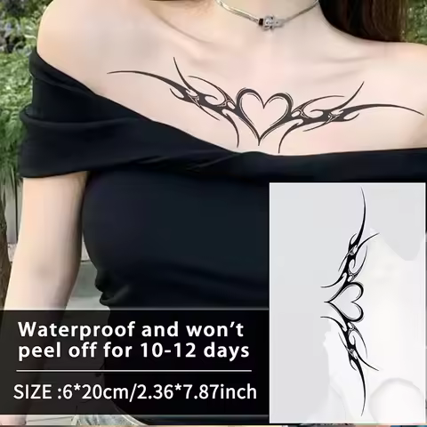 1Pc Heart Succubus 1Pc Waterproof Temporary Tattoo Stickers, Long-lasting Waterproof for One to Two