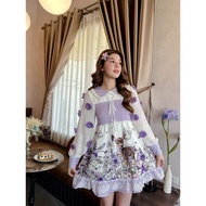 2XL | BLT Brand Mini Dress Long Sleeves Lace Purple Tone