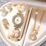5pcs Elegant Retro Women's Quartz Watch Set, Including Petite Dial Women's Quartz Watch, Square Full