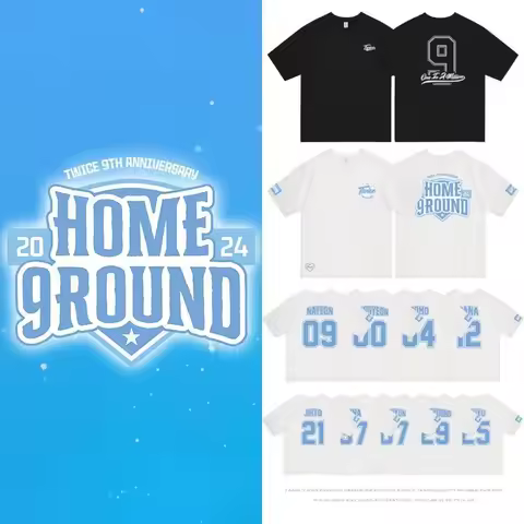 KPOP TWICE FM HOME 9ROUNG Oversized T Shirt Women Men JIYHO CHAEYOUNG SANA DAHYUN JEONGYEON TZUYU MI