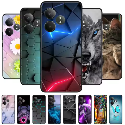 Phone Cover For Realme GT 6 Case Silicone Black Bumper Soft TPU Coque for Realme GT 6T Case Protecto
