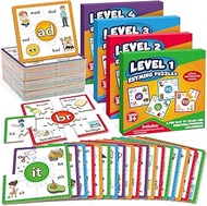 Torlam Phonics Puzzle Cards Level 1-4, Learn to Read Rhyming Games Phonics Flash Cards Spelling CVC 