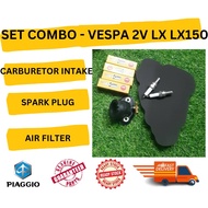 VESPA COMBO SET INTAKE CARBURETOR AIR FILTER SPARK PLUG LX LX150 LXV VESPA S