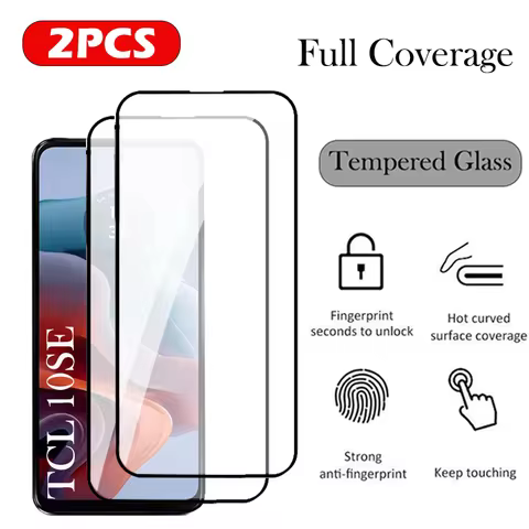 2pcs Full Coverage Tempered Glass For TCL 10 20 30 40 SE 5g Screen Protector For TCL 408 406 305 20 